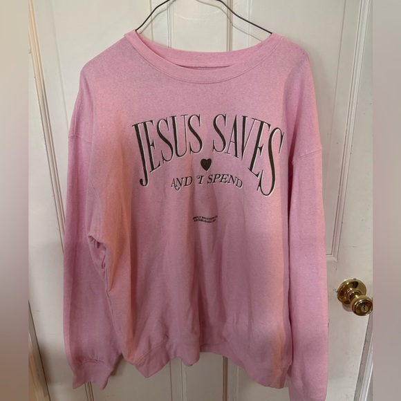 Simply Southern Tops - Simply Southern Pink "Jesus Saves" Pullover Sweatshirt